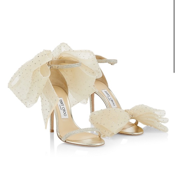 Jimmy Choo Aveline 100 Bow Sandals - Picture 1 of 12